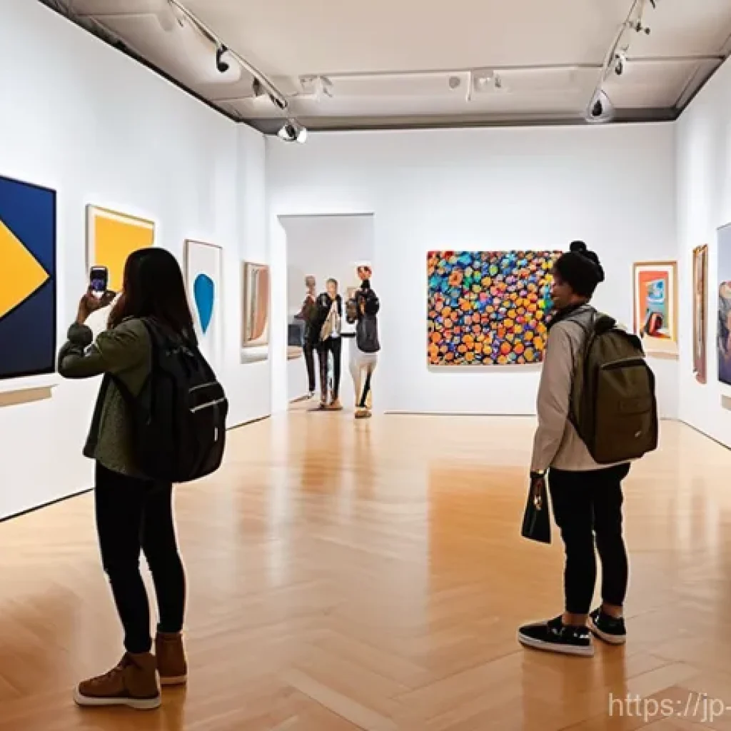 미술문화기획사의 홍보 및 마케팅 전략 - Social Media Spotlight on Contemporary Art**
A vibrant, wide-angle shot of a modern, bustling art ga...