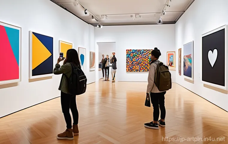 미술문화기획사의 홍보 및 마케팅 전략 - Social Media Spotlight on Contemporary Art**
A vibrant, wide-angle shot of a modern, bustling art ga...