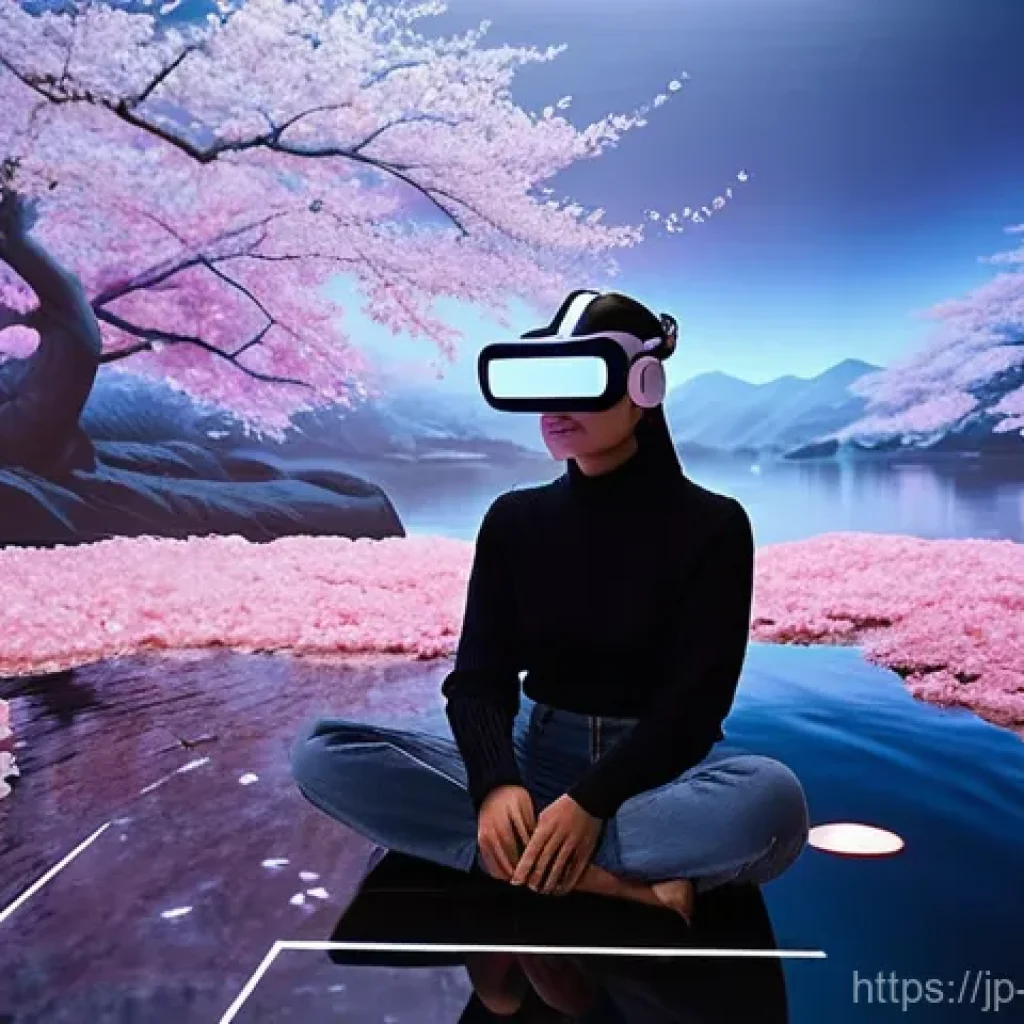 미술문화기획사의 디지털 콘텐츠 제작 사례 - **Prompt 1: Immersive VR/AR Experience at a Digital Art Museum**
A young woman in her mid-20s, w...