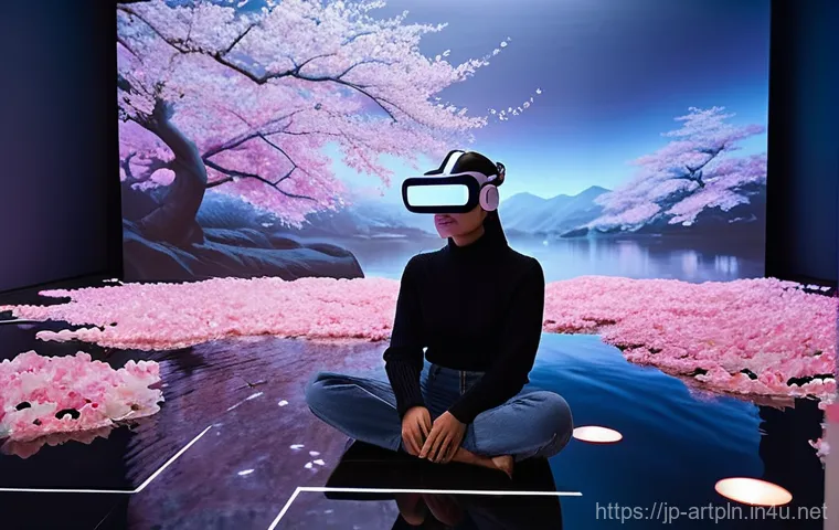 미술문화기획사의 디지털 콘텐츠 제작 사례 - **Prompt 1: Immersive VR/AR Experience at a Digital Art Museum**
    A young woman in her mid-20s, w...