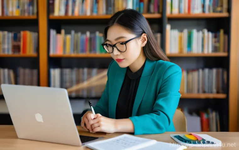 미술문화기획사의 업무 성과 보고서 작성법 - **Prompt 1: "The Art of Reporting"**
    A bright, well-lit studio workspace with a female professio...