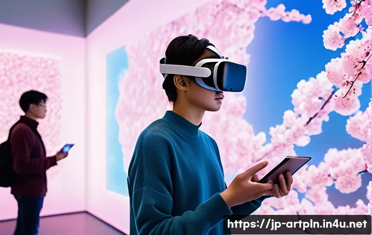 미술문화기획사의 경력 개발 로드맵 - **Prompt 1: Immersive Digital Art Experience**
    A futuristic museum gallery filled with soft, amb...