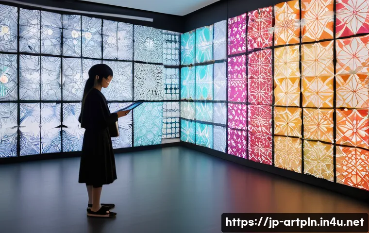 미술문화기획사의 연간 주요 행사 참여 후기 - A vibrant contemporary art installation blending digital projection mapping with traditional Japanes...