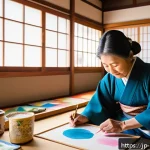 미술문화기획사의 사회적 기여 사례 - A vibrant community art workshop scene in a small Japanese town, featuring diverse local residents f...