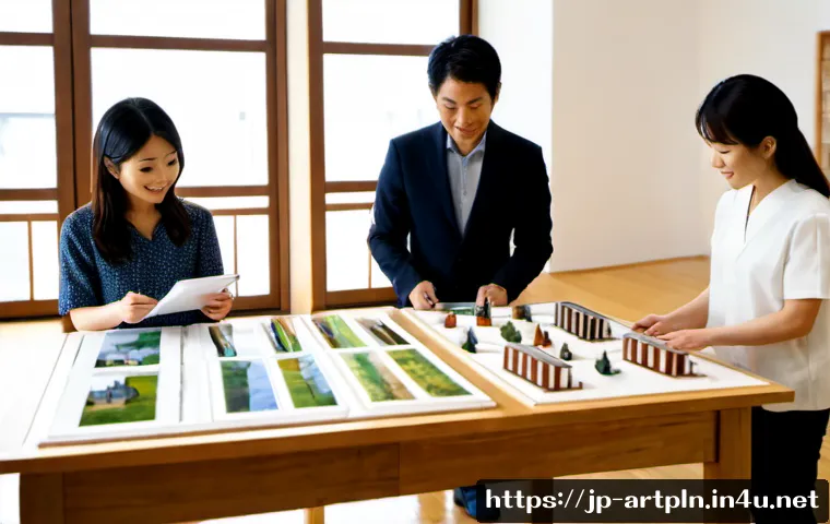 미술문화기획사의 창업 가능성 및 성공 사례 - Photorealistic Japanese art and cultural planning startup team in a bright renovated studio, three d...