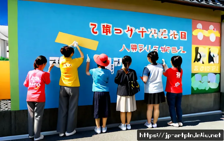 미술문화기획사의 비영리 프로젝트 사례 - Photorealistic community art nonprofit project in a Japanese neighborhood, diverse volunteers and lo...